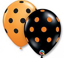 Шары Черные Оранжевые (горох), 30см