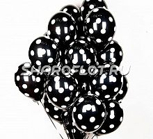 Шар Черный (белый горох) 30см