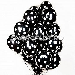 Шар Черный (белый горох) 30см