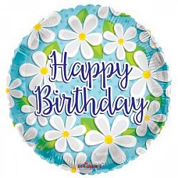 Шар круг «С днем рождения ромашки»