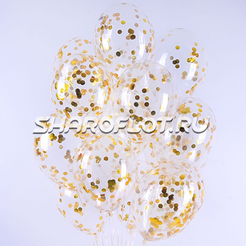 Связка шаров с золотым конфетти 30см