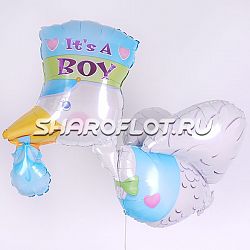 Шар Аист принес мальчика 3Д 80см