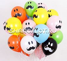 Шары Смайлы Усы 25шт