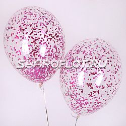 Шары с конфетти Фуксия 30см