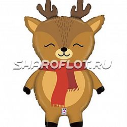 Шар Олень в шарфике 70см