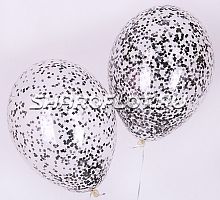 Шары с конфетти Черные 30см