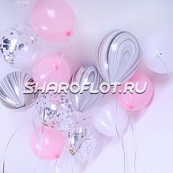Шарики Серебро Розовый Белый Агат 30см