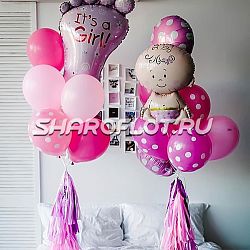 Букет воздушных шаров на выписку девочки