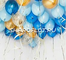 Шары синие, голубые, золотые, прозрачные 30см