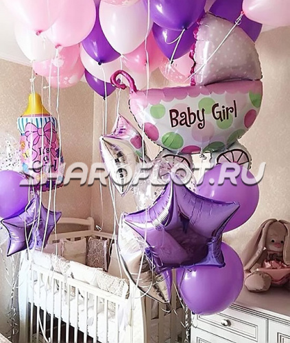 Украшение комнаты на выписку девочки