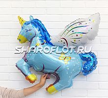 Шар Единорог голубой 70см