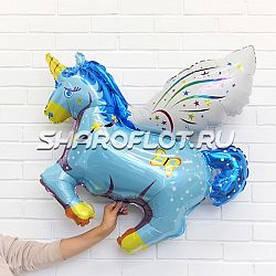Шар Единорог голубой 70см