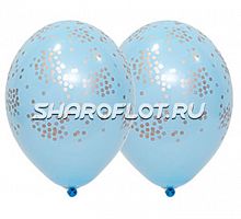 Шары Голубые с серебряным конфетти, 30см