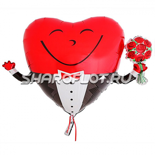 Шар Сердце в смокинге 100см