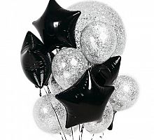 Букет черно-серебряных шаров