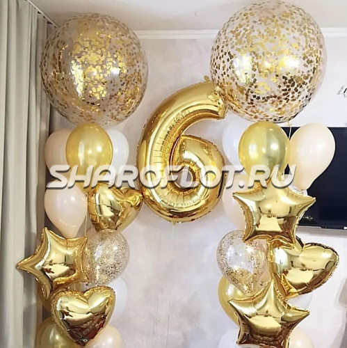 Фонтан из шаров с цифрой 6