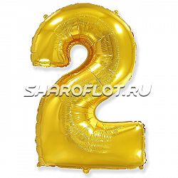 Шар Цифра 2 Золото 85см