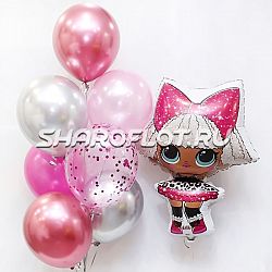 Фонтан из шаров с куклой Лол