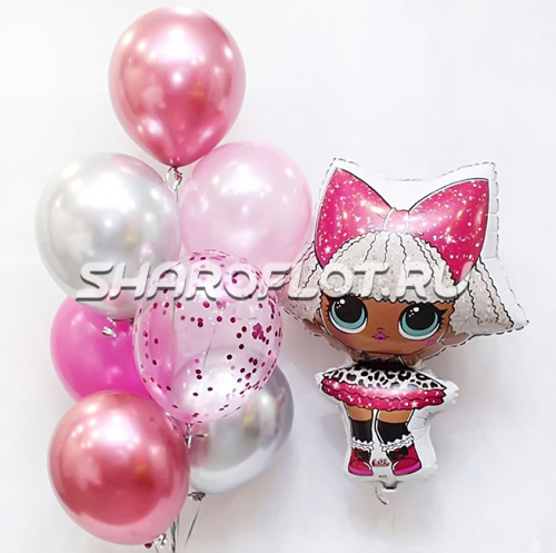 Фонтан из шаров с куклой Лол