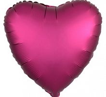 Шар Сердце Гранатовый сатин 40см