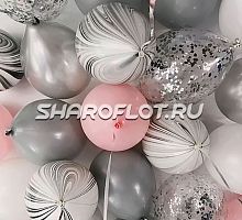 Шары серебряные, розовые, белые, серые 30см