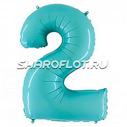 Шар Цифра 2 Голубая пастель 85см