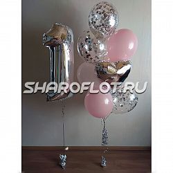 Фонтан из шаров на годик девочке