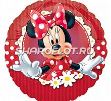 Шар круг Мини Маус Ромашки 40см