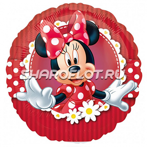 Шар круг Мини Маус Ромашки 40см