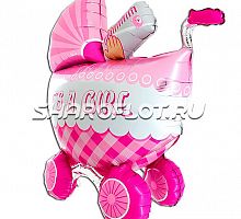 Шар Коляска с девочкой 3Д 105см