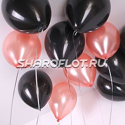 Шарики Розовое золото Черные 30см