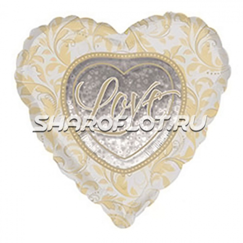 Шар сердце LOVE (золото серебро) 75см