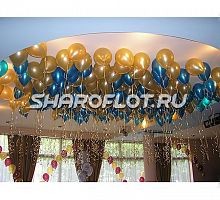Шарики голубые, золотые 30см
