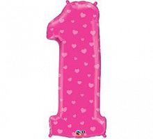 Шар Цифра 1 Ярко-розовая 85см