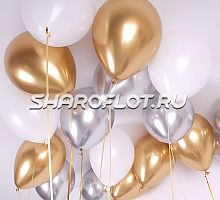 Шары Белые Золотые Серебро 30см