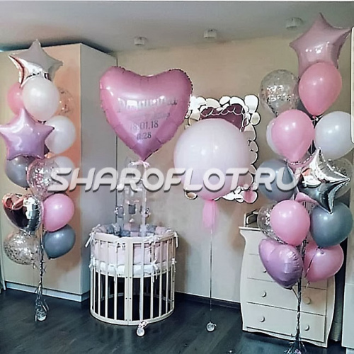 Украшение шарами комнаты девочки Украшение шарами комнаты девочки