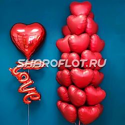 Композиция из шаров на 14 февраля