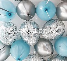 Шары серебряные, голубые, прозрачные 30см