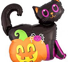 Шар Черный Кот и Тыква 65см