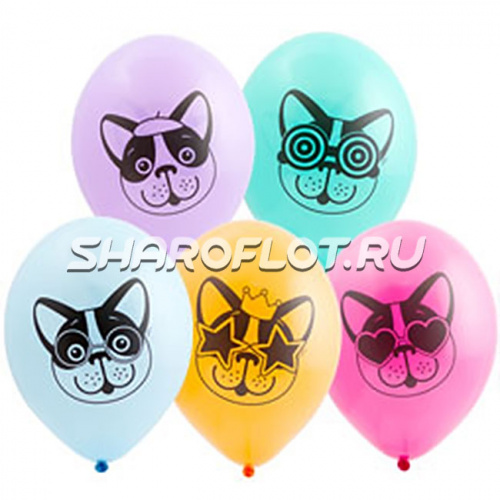 Шары Собачки Бульдоги, 30см