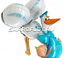 Шар Аист принес мальчика 3Д 150см