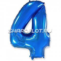 Шар Цифра 4 Синяя 85см