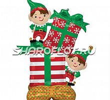 Ходячий шар Эльфы с подарком 145см