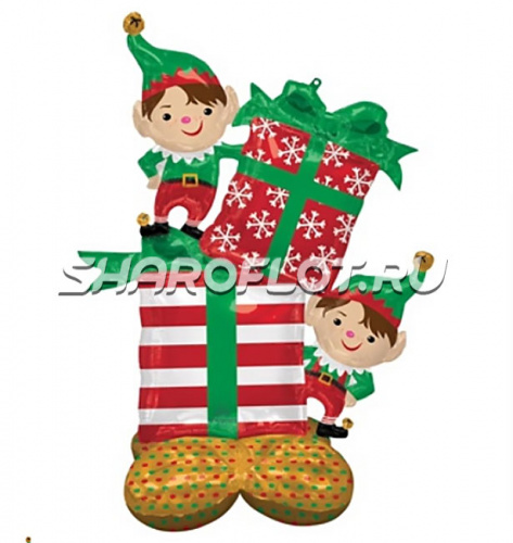 Ходячий шар Эльфы с подарком 145см