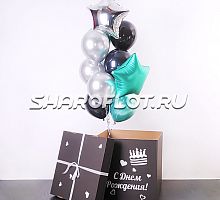 Черная коробка с шарами на День Рождения