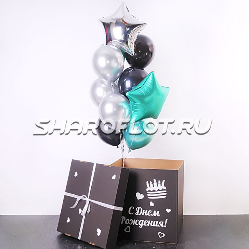 Черная коробка с шарами на День Рождения Черная коробка с шарами на День Рождения