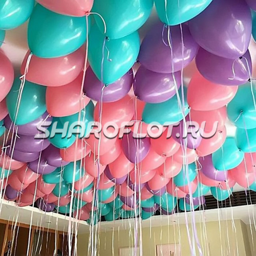 Шары розовые, бирюзовые, сиреневые 30см
