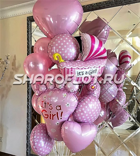 Букет шаров на выписку девочки из роддома