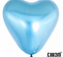 Шар Сердце Хром Синий 30см
