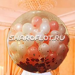 Шар-сюрприз с Свадебный бело-розовый 70см